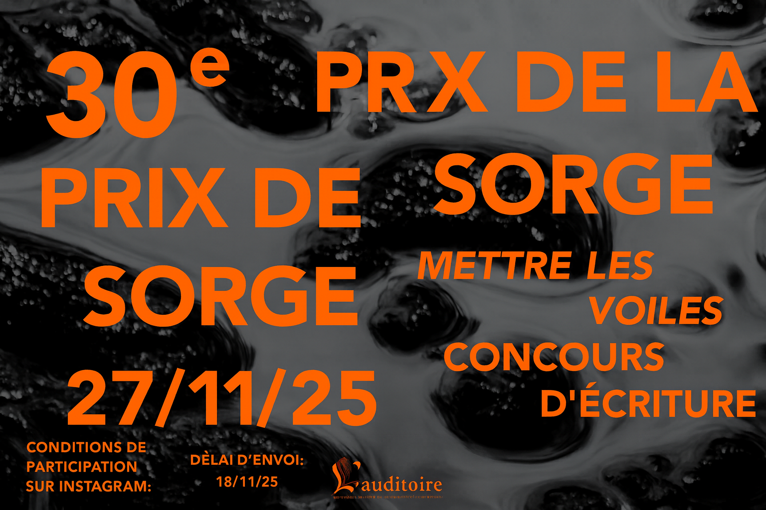 Conditions de participation au 30e Prix littéraire de la Sorge